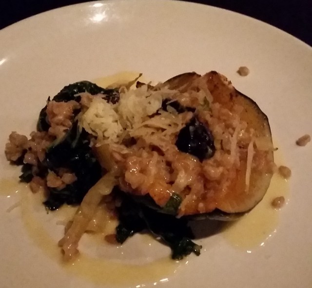 Going out to dinner at Flying Fig. This was my stuffed acorn squash. It was amazing.