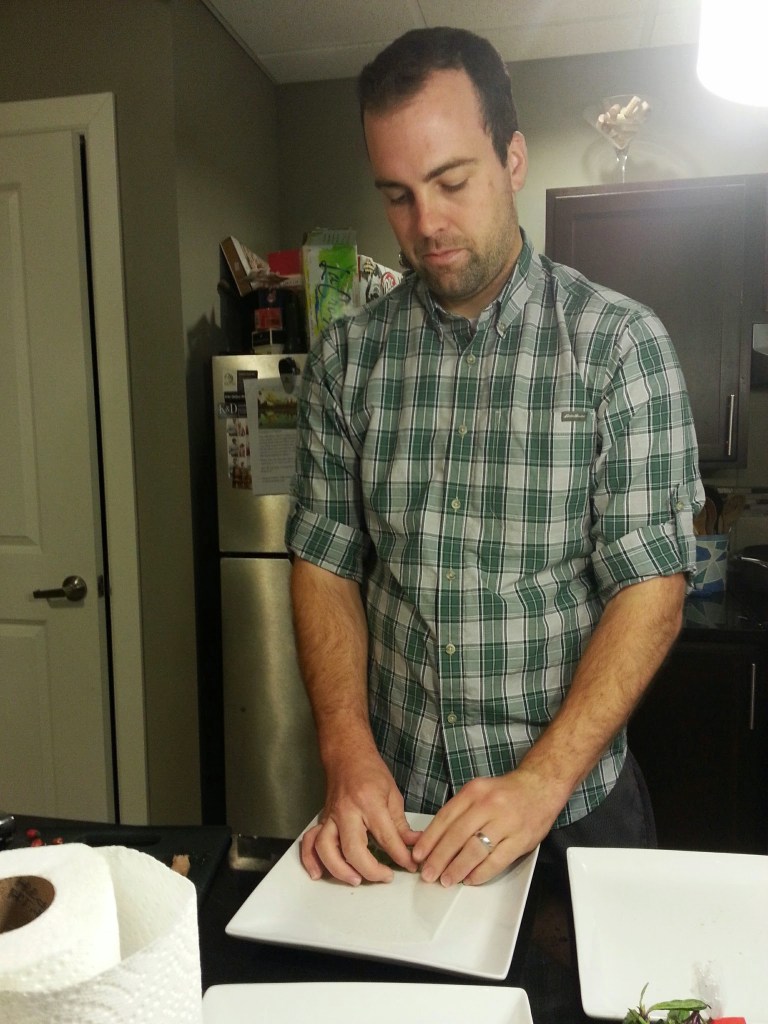 B rolling some spring rolls