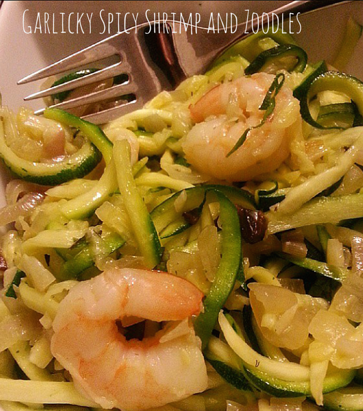 Garlicky Spicy Shrimp and Zoodles 