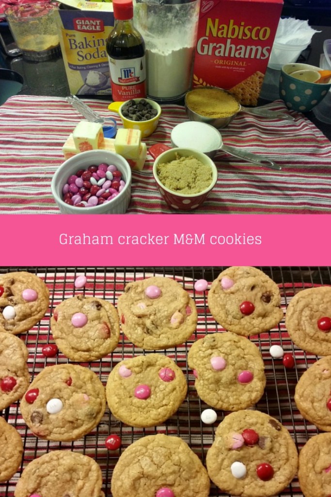 Graham cracker M&M cookies for valentines day