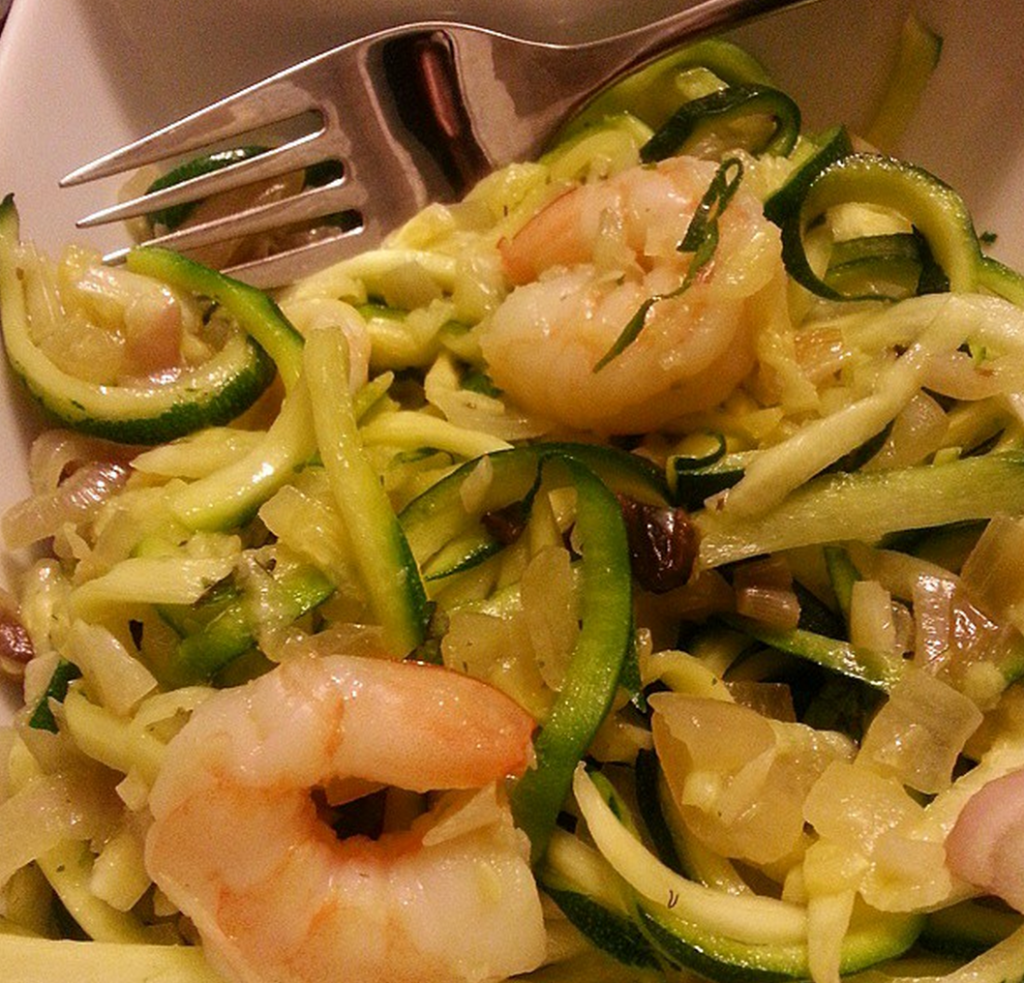 Shrimp scampi over zoodles!