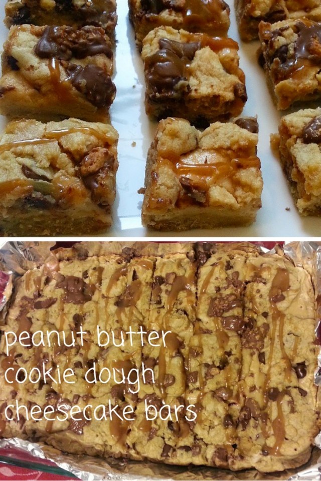 peanut butter cookie dough cheesecake bars- i crashed the web