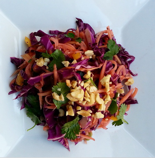 cabbage and papaya salad with peanuts