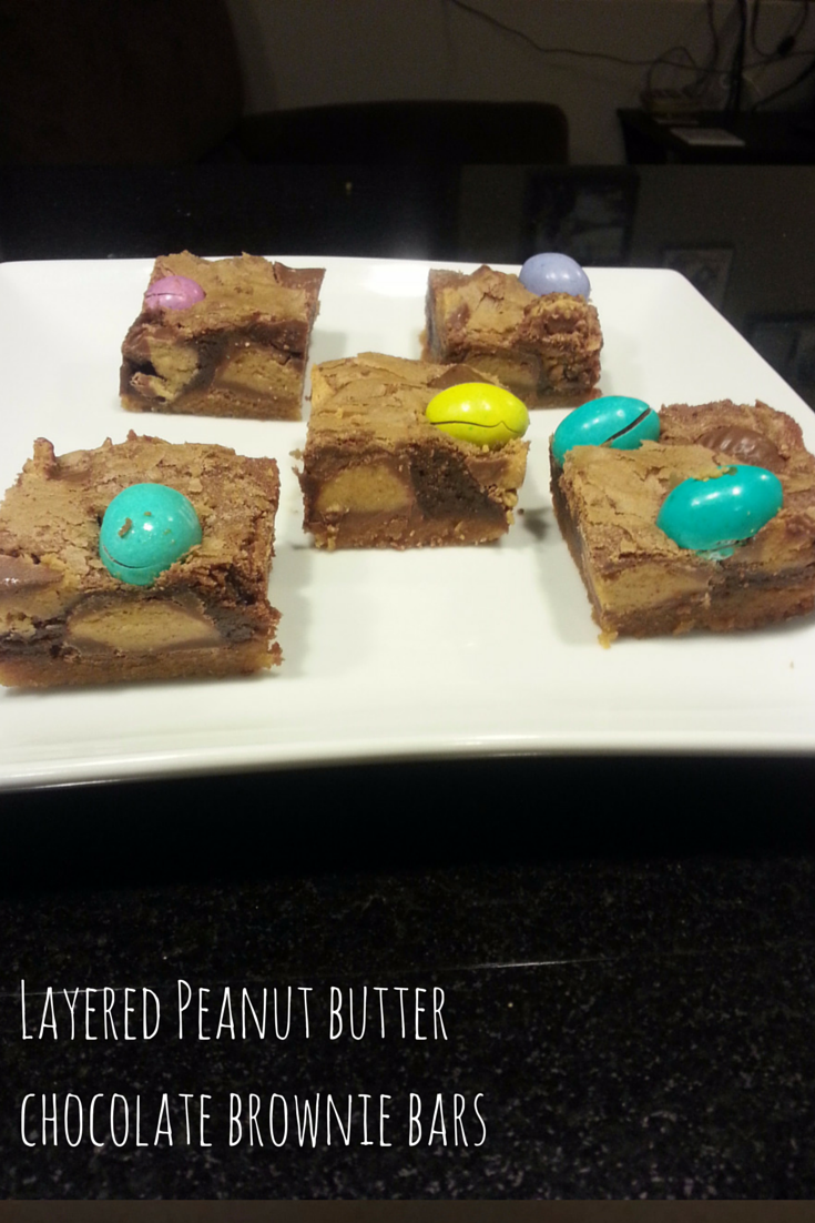 Layered peanut butter chocolate brownie bars