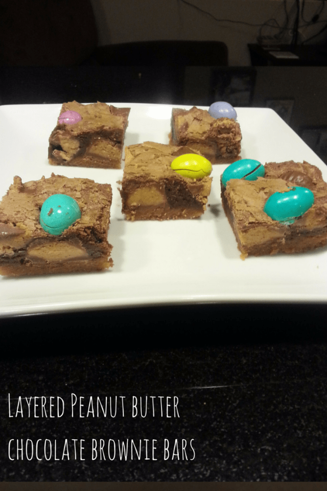 Layered peanut butter chocolate brownie bars