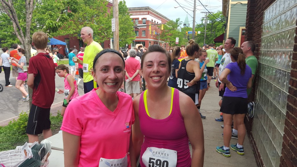 Post race with my friend Cuoghi - we are suuuuper sweaty. It was 75+ and super humid