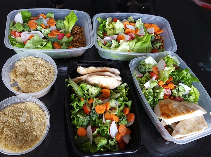Salads, chicken and quinoa