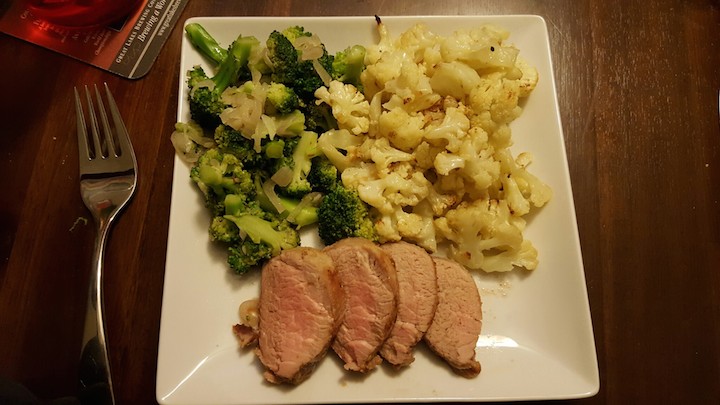 pork cauliflower broccoli