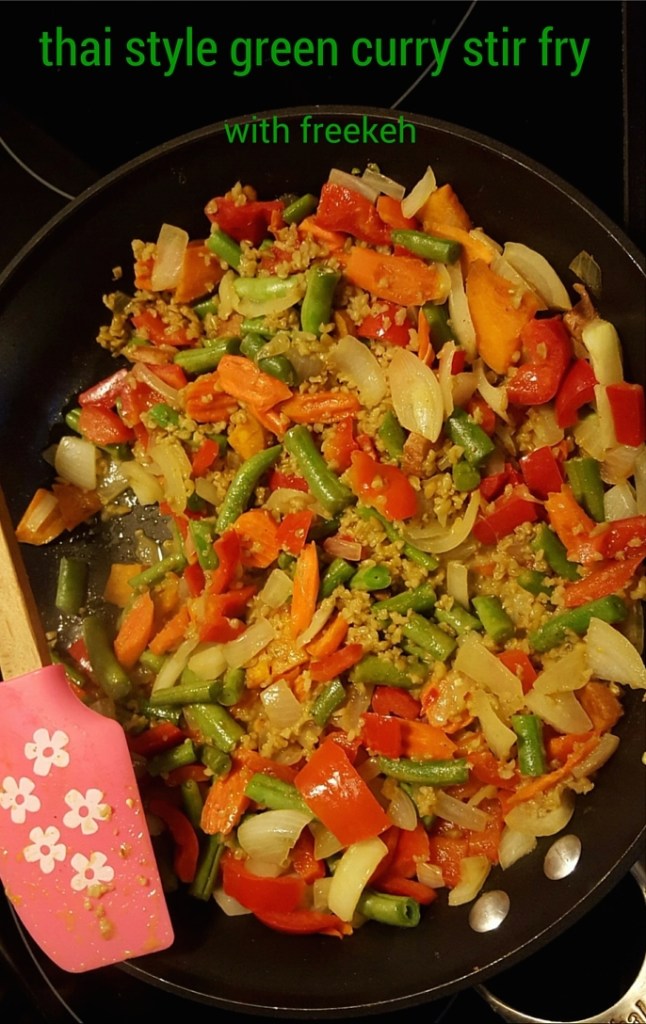 thai style freekeh green curry stirfry icrashedtheweb