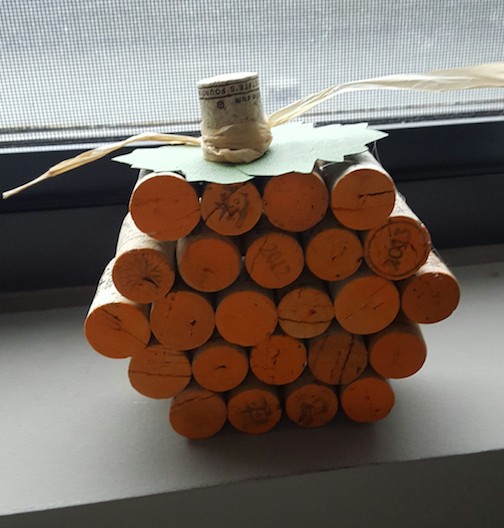 A pumpkin I made out of wine corks - sneak peek at the activity we'll be making at our next Ladies Craft Beer Society