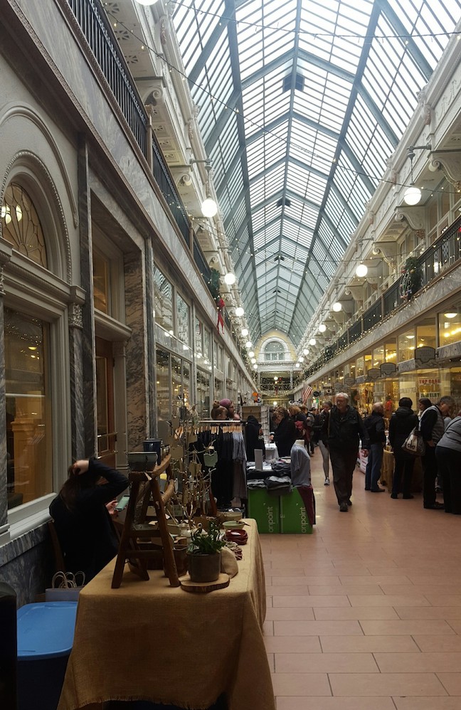 Arcade all decked out with holiday lights