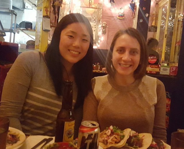 Jane and me and Mexican food and beers. Yum!