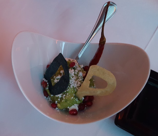 more guacamole. without grasshoppers but with cheese and pomegranate seeds. And look - DP - the name of our restaurant (Dulce Patria!)