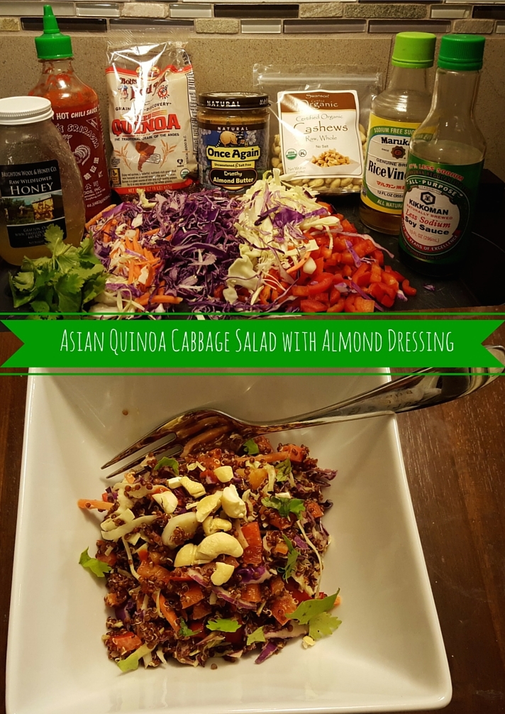 Asian Quinoa Cabbage Salad with Almond Dressing