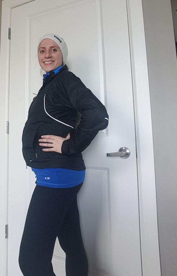 Yup - there's a baby in that belly (who is getting used to these runs!)