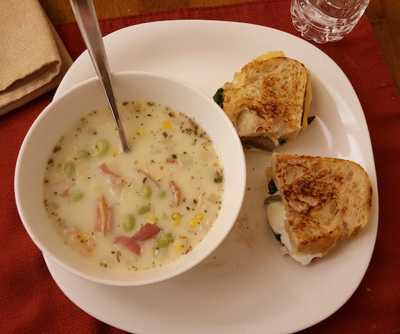 the PERFECT snowy evening dinner - grilled cheese and soup!