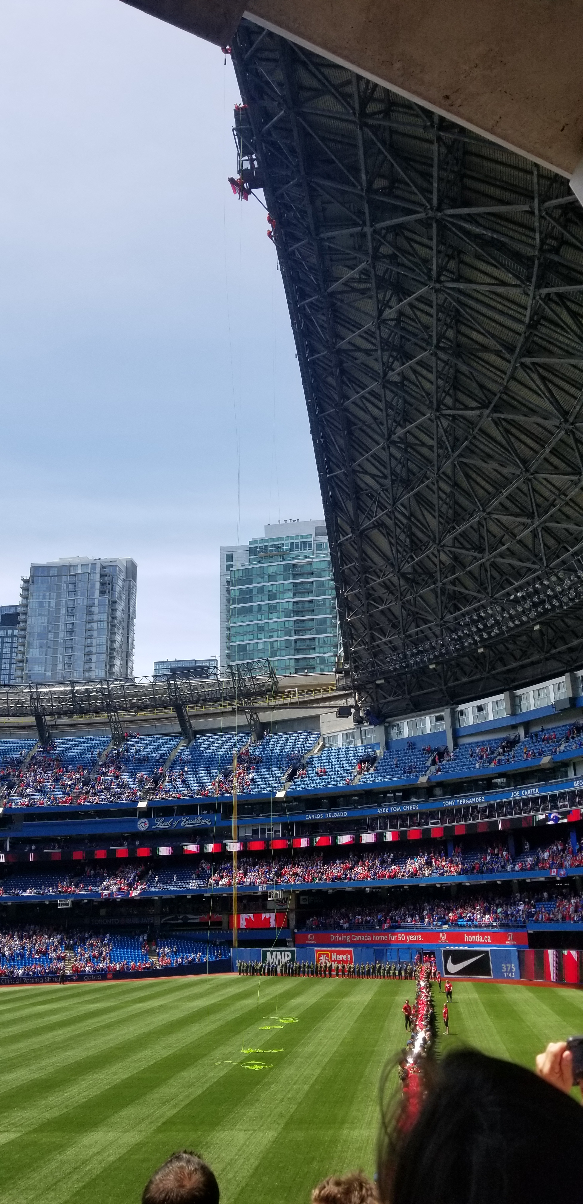 Toronto Blue Jays game Canada Day flag