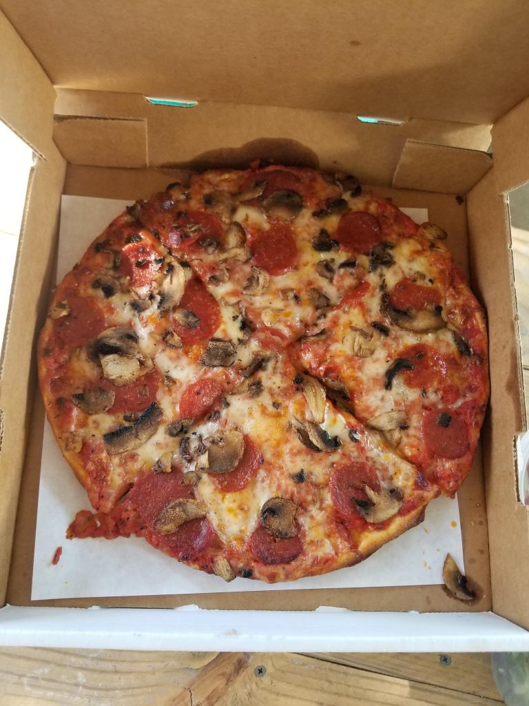 Geraci's pepperoni and mushroom pizza in Cleveland