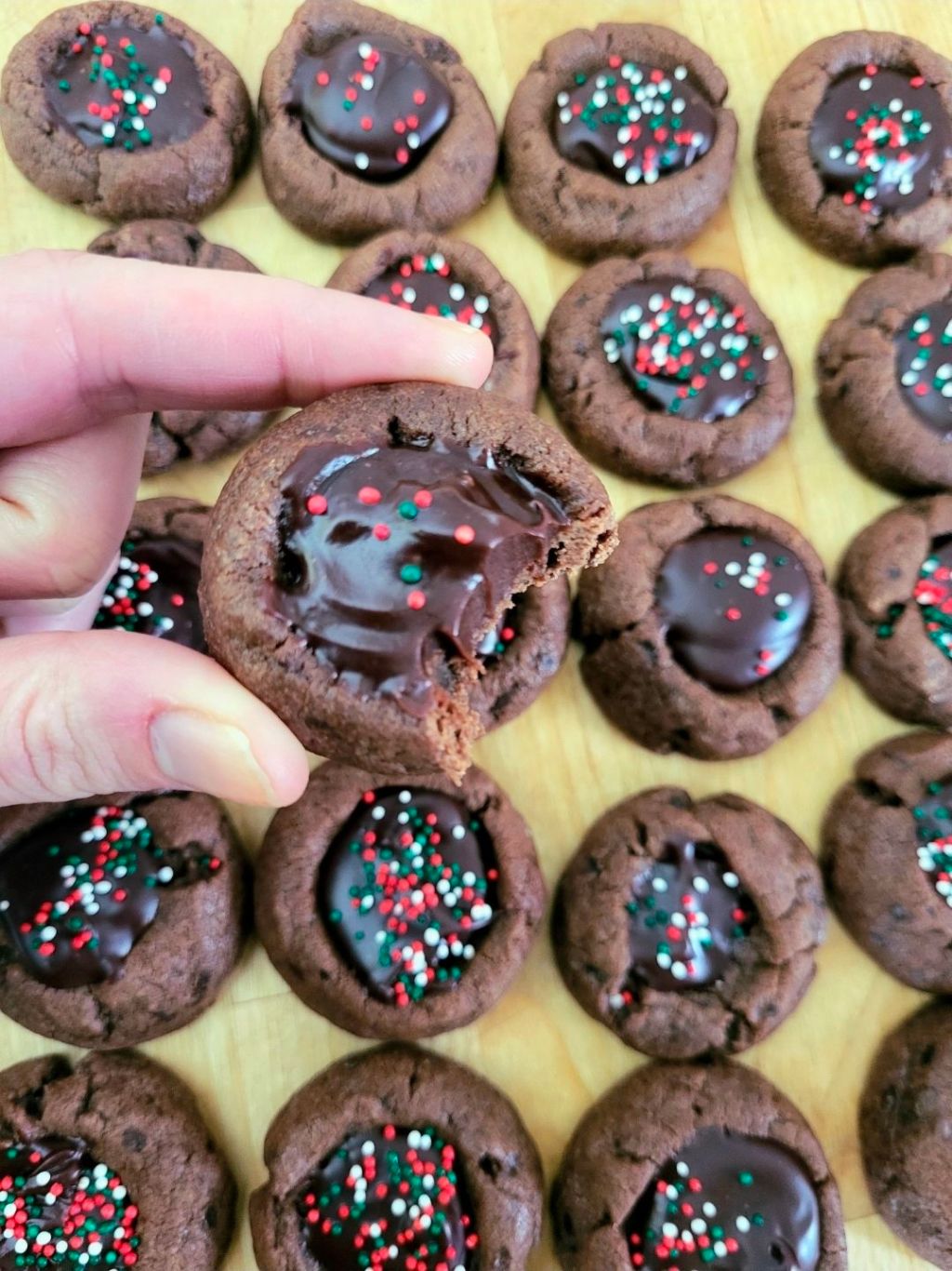 Chocolate Thumbprint Cookies with Chocolate Ganache
